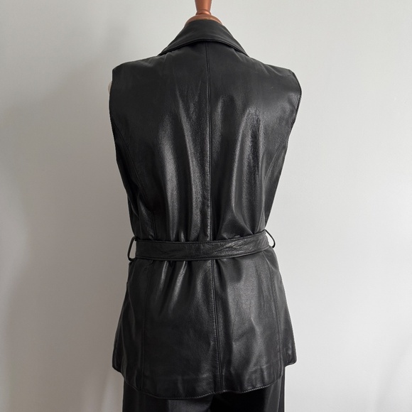 Dimitri - Black Leather Belted Vest - Picture 3 of 9